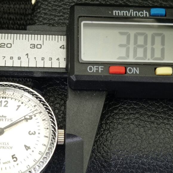 Vintage 1987 Fortis Manual Mens Silver Watch W/Nato Strap & Black accents - Picture 7 of 9